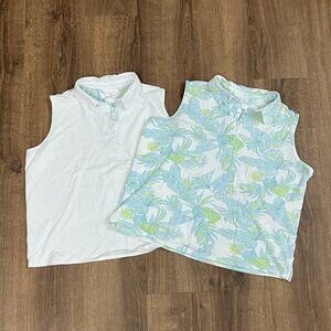 Stella Parker Floral/ White Sleeveless Polo Top Bundle Sz XL